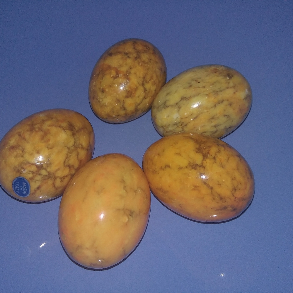 Alabaster Easter Eggs Handmade Italy Oranges